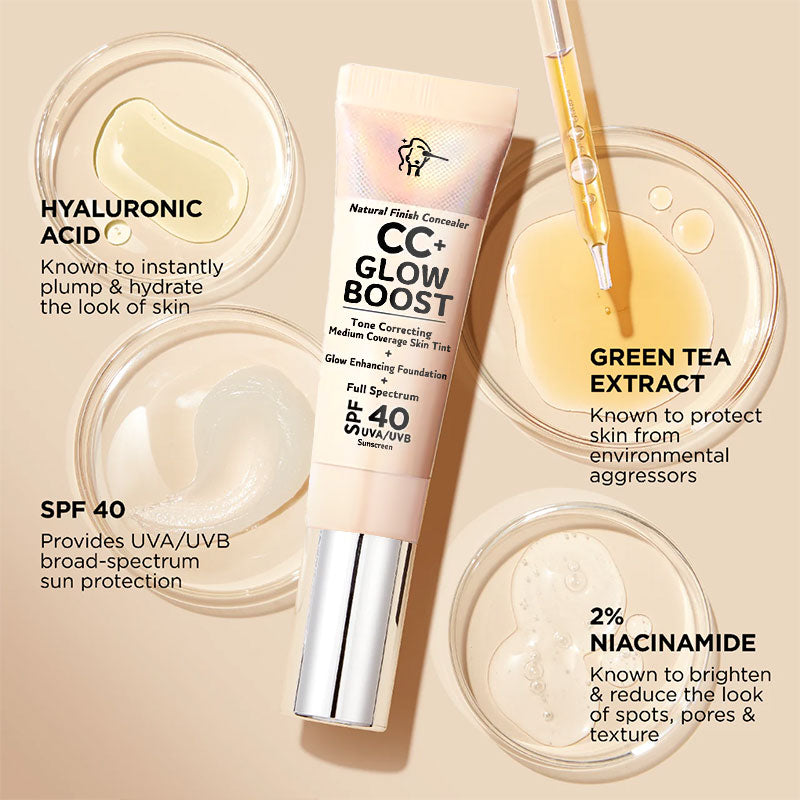 🕒Only 3 Hours Left🕒60% OFF!CC+ NudeGlow Foundation SPF40 – Flawless Base + Sunscreen + Niacinamide – FREE Luxe Brush!
