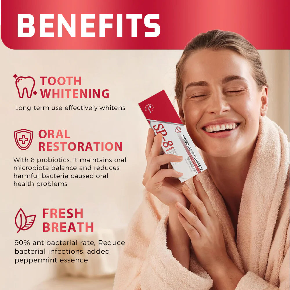 🕒SP-8 Hydroxyapatite and Probiotic Whitening Toothpaste