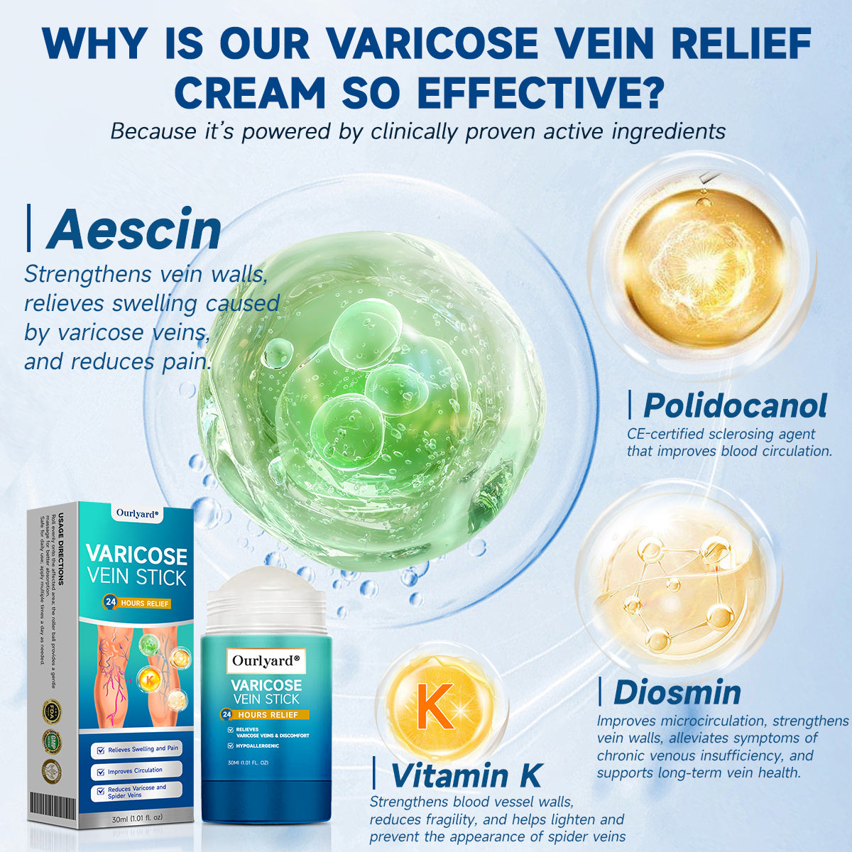 🧖‍♀️Targets Varicose Veins, Spider Veins, Leg Swelling, and Leg Fatigue. Ourlyard® Varicose Vein Stick Delivers Incredible Relief. Don't Miss 30% Off Today!
